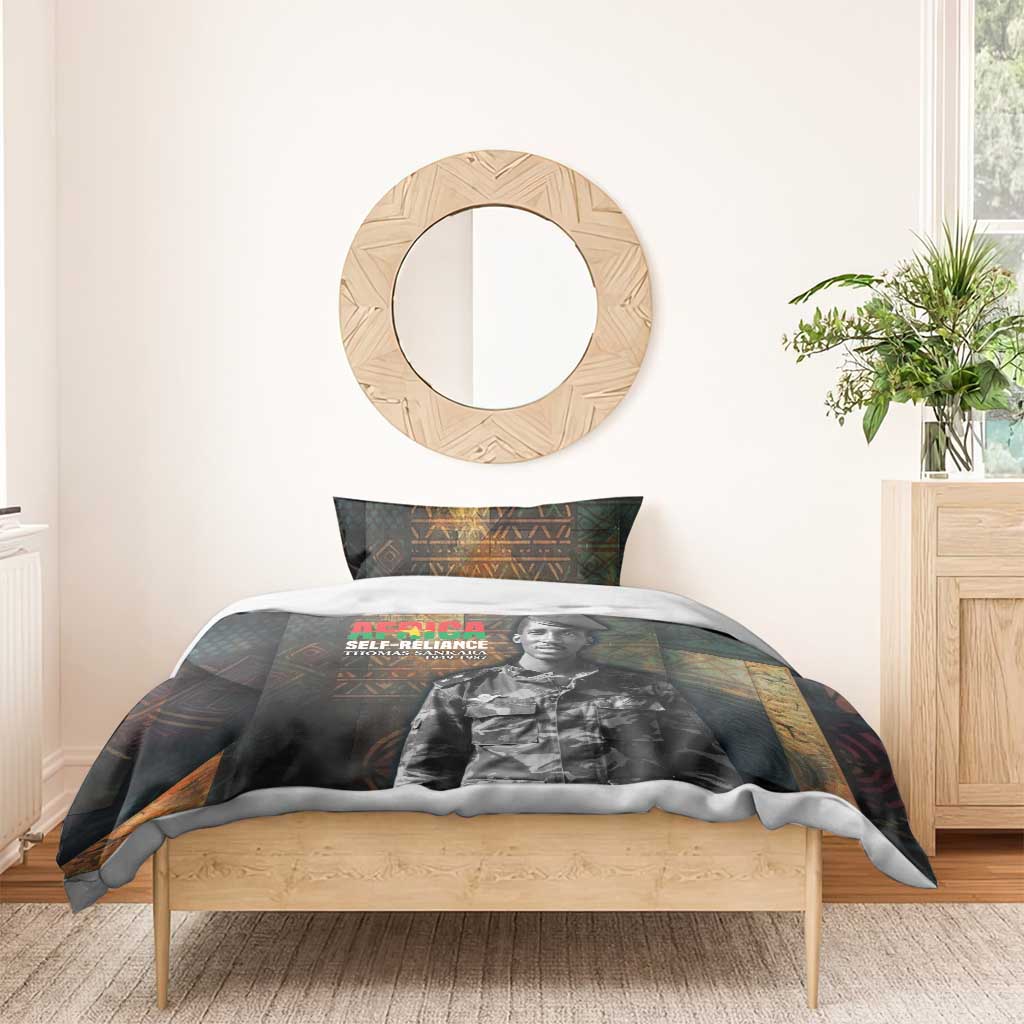 Thomas Sankara Bedding Set Burkina Faso Africa Self-Reliance Message and Military Portrait - African Pride