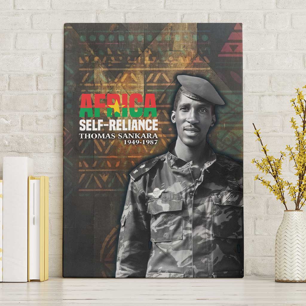 Thomas Sankara Canvas Wall Art Burkina Faso Africa Self-Reliance Message and Military Portrait - African Pride
