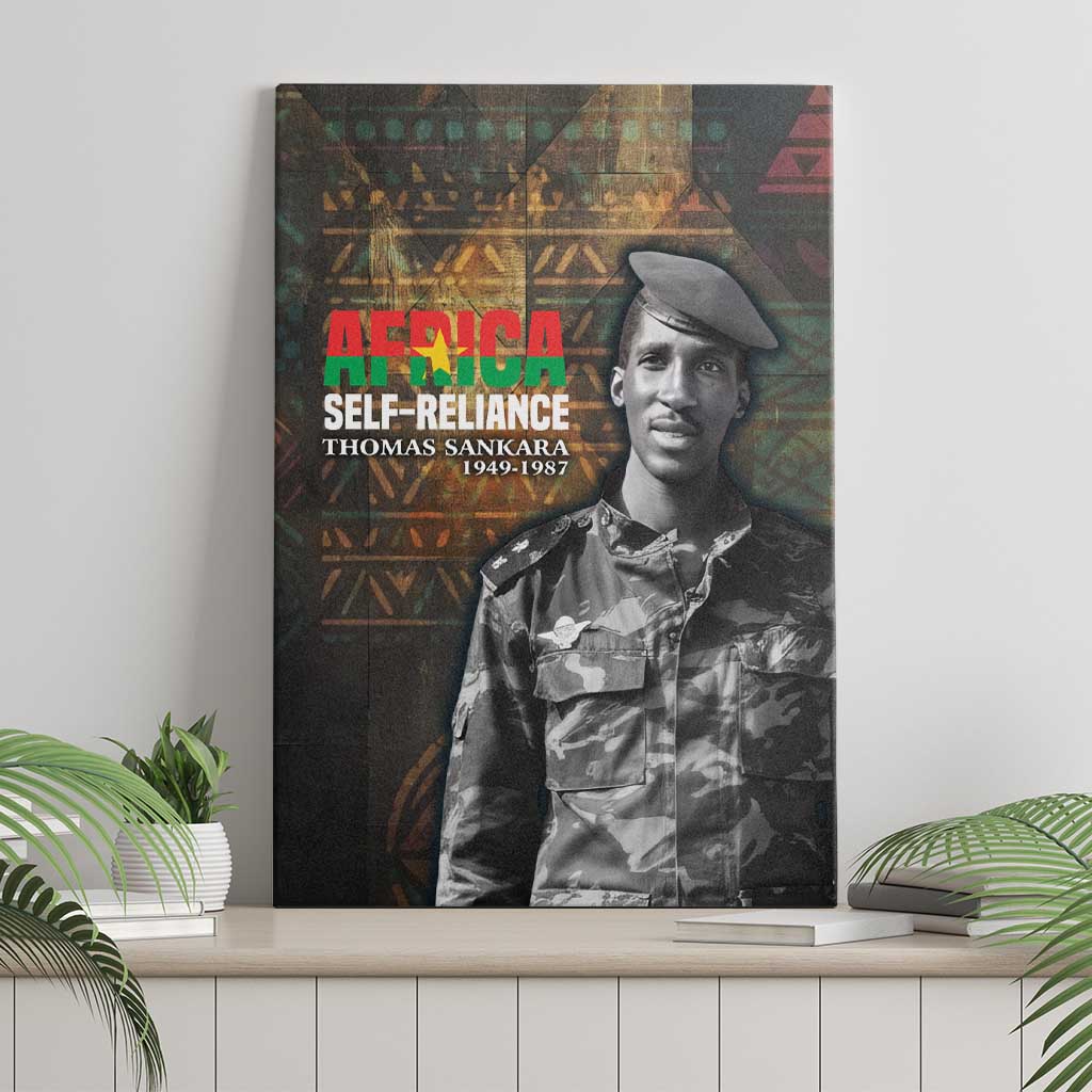 Thomas Sankara Canvas Wall Art Burkina Faso Africa Self-Reliance Message and Military Portrait - African Pride