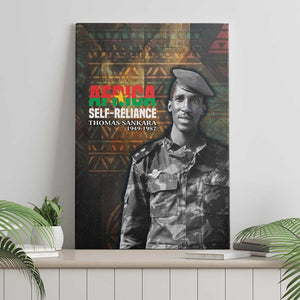 Thomas Sankara Canvas Wall Art Burkina Faso Africa Self-Reliance Message and Military Portrait - African Pride