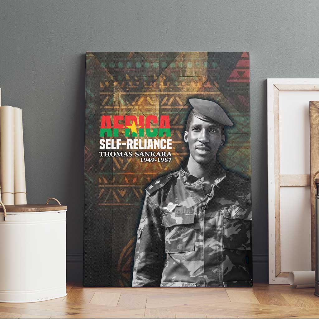 Thomas Sankara Canvas Wall Art Burkina Faso Africa Self-Reliance Message and Military Portrait - African Pride