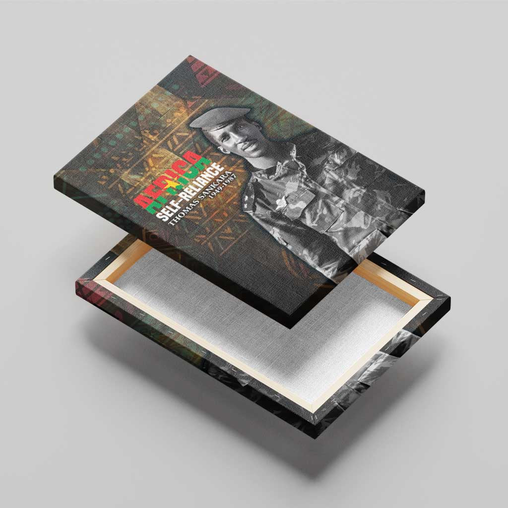 Thomas Sankara Canvas Wall Art Burkina Faso Africa Self-Reliance Message and Military Portrait - African Pride