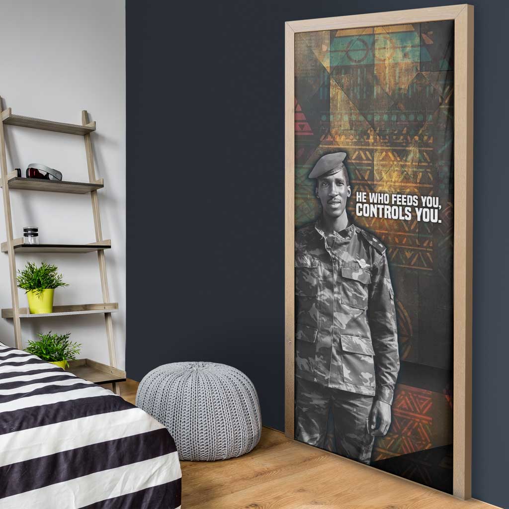 Thomas Sankara Door Cover Burkina Faso Africa Self-Reliance Message and Military Portrait - African Pride