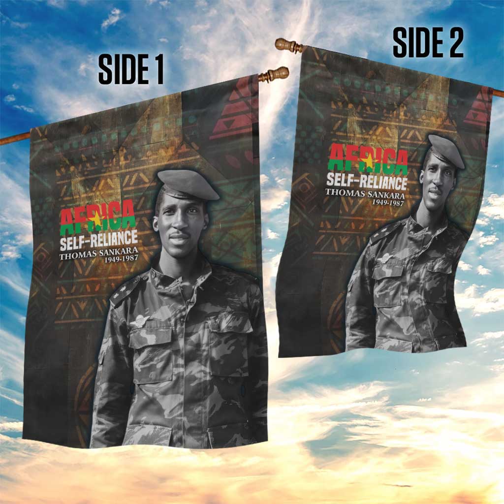 Thomas Sankara Garden Flag Burkina Faso Africa Self-Reliance Message and Military Portrait - African Pride