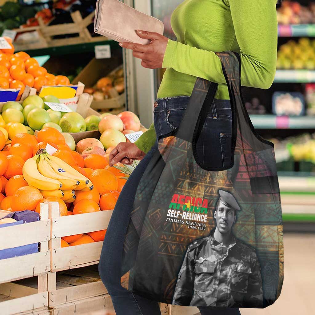 Thomas Sankara Grocery Bag Burkina Faso Africa Self-Reliance Message and Military Portrait - African Pride