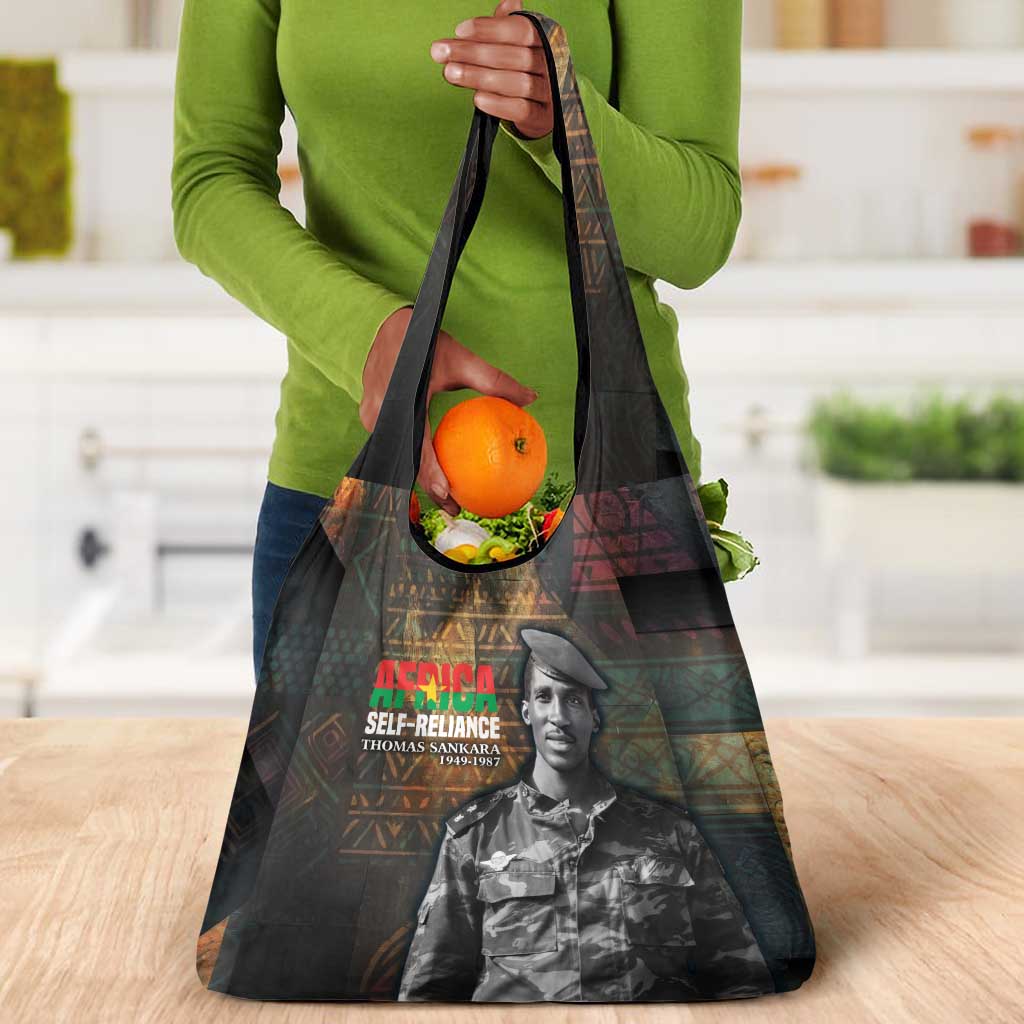 Thomas Sankara Grocery Bag Burkina Faso Africa Self-Reliance Message and Military Portrait - African Pride