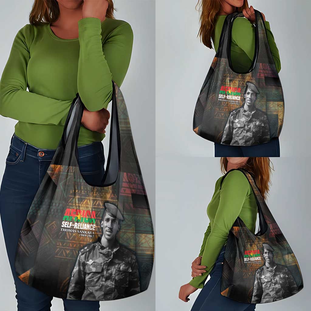 Thomas Sankara Grocery Bag Burkina Faso Africa Self-Reliance Message and Military Portrait - African Pride