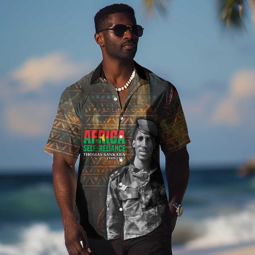 Thomas Sankara Hawaiian Shirt Burkina Faso Africa Self-Reliance Message and Military Portrait - African Pride