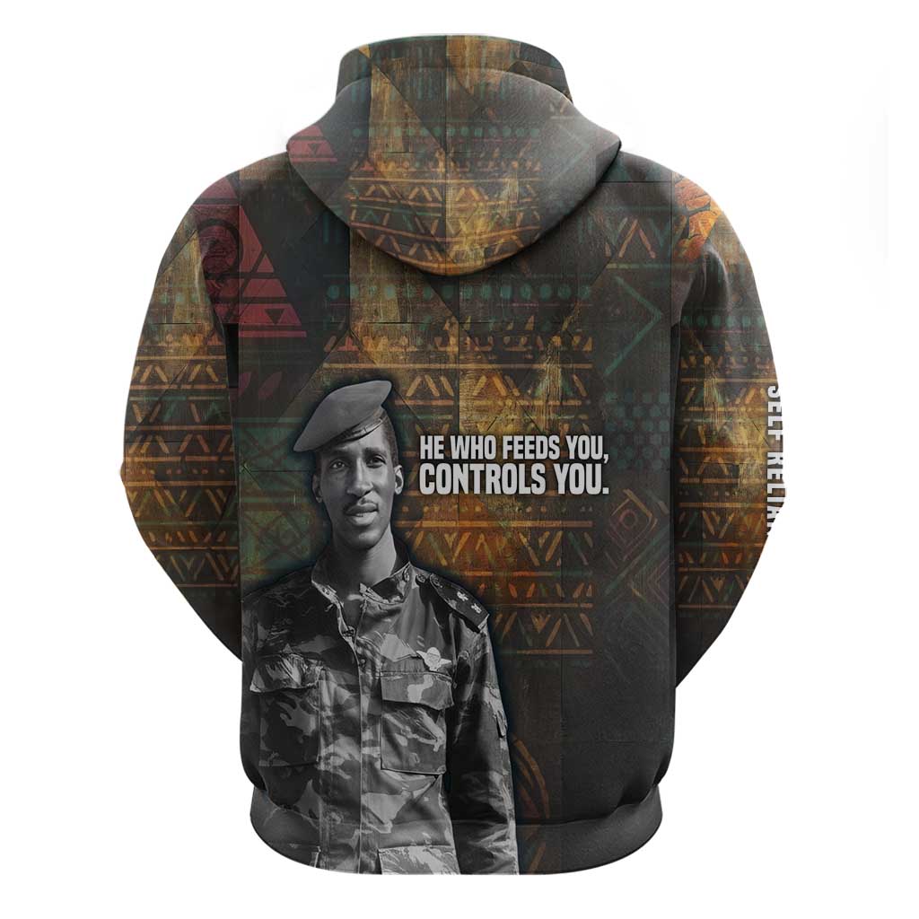 Thomas Sankara Hoodie Burkina Faso Africa Self-Reliance Message and Military Portrait - African Pride