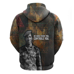 Thomas Sankara Hoodie Burkina Faso Africa Self-Reliance Message and Military Portrait - African Pride