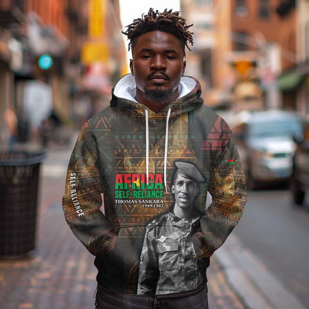 Thomas Sankara Hoodie Burkina Faso Africa Self-Reliance Message and Military Portrait - African Pride