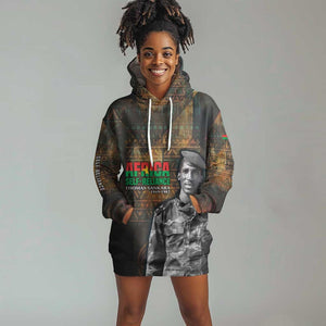 Thomas Sankara Hoodie Dress Burkina Faso Africa Self-Reliance Message and Military Portrait - African Pride