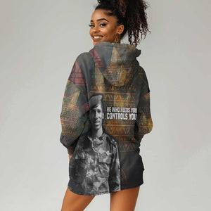 Thomas Sankara Hoodie Dress Burkina Faso Africa Self-Reliance Message and Military Portrait - African Pride