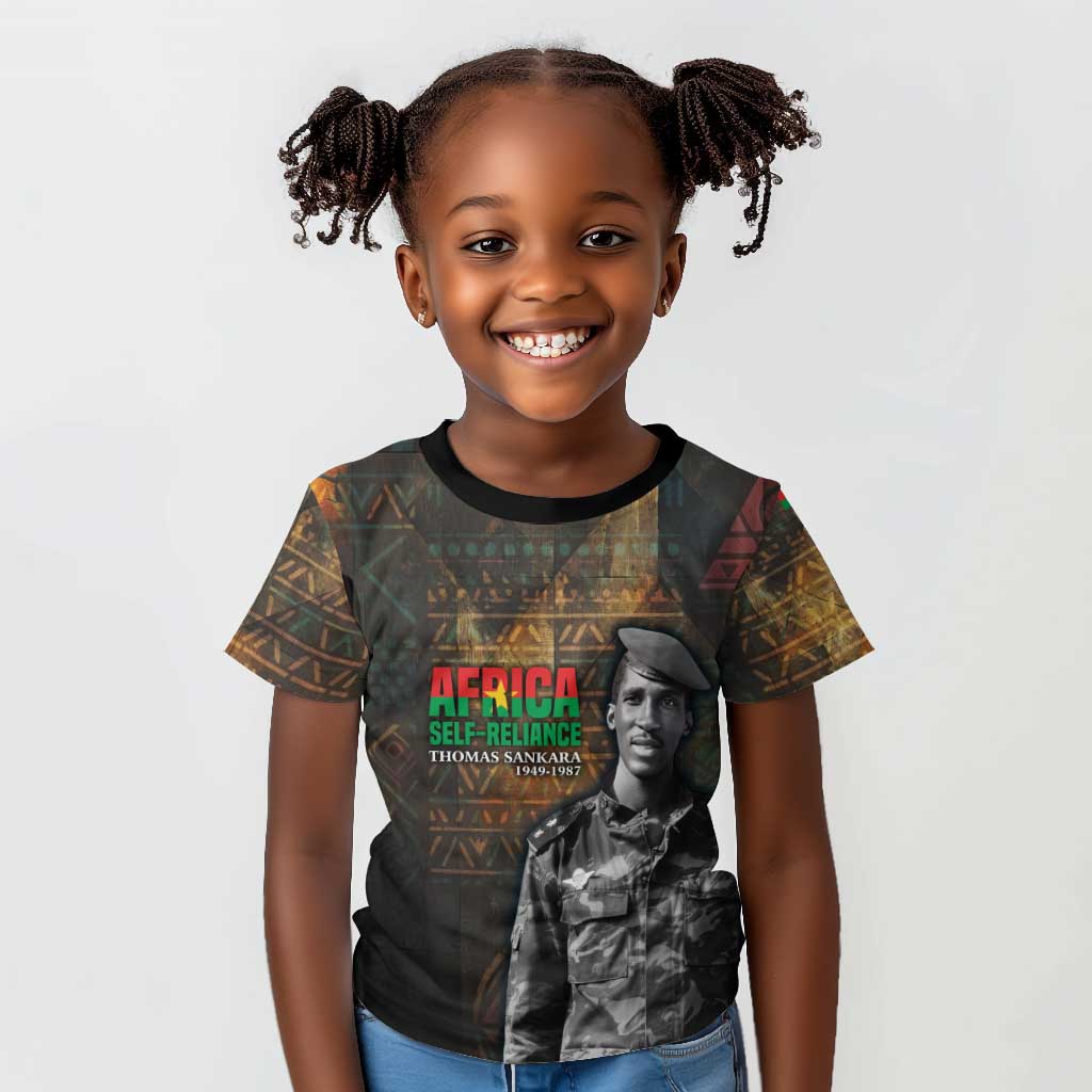 Thomas Sankara Kid T shirt Burkina Faso Africa Self-Reliance Message and Military Portrait - African Pride