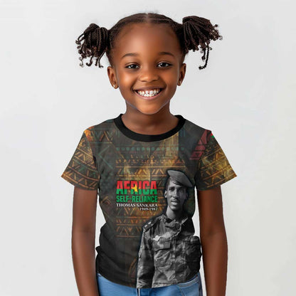 Thomas Sankara Kid T shirt Burkina Faso Africa Self-Reliance Message and Military Portrait - African Pride