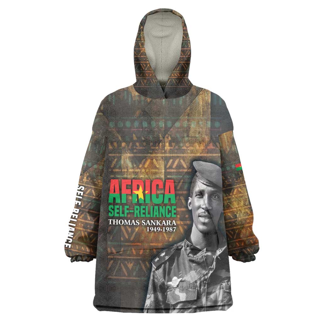 Thomas Sankara Kid Wearable Blanket Hoodie Burkina Faso Africa Self-Reliance Message and Military Portrait - African Pride