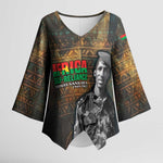 Thomas Sankara Kimono Sleeve Blouse Burkina Faso Africa Self-Reliance Message and Military Portrait - African Pride