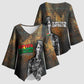 Thomas Sankara Kimono Sleeve Blouse Burkina Faso Africa Self-Reliance Message and Military Portrait - African Pride