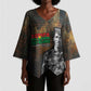 Thomas Sankara Kimono Sleeve Blouse Burkina Faso Africa Self-Reliance Message and Military Portrait - African Pride