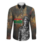 Thomas Sankara Long Sleeve Button Shirt Burkina Faso Africa Self-Reliance Message and Military Portrait - African Pride
