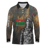 Thomas Sankara Long Sleeve Polo Shirt Burkina Faso Africa Self-Reliance Message and Military Portrait - African Pride