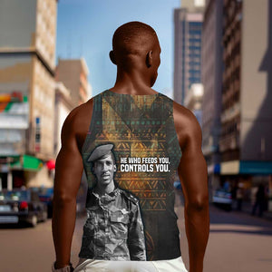 Thomas Sankara Men Tank Top Burkina Faso Africa Self-Reliance Message and Military Portrait - African Pride