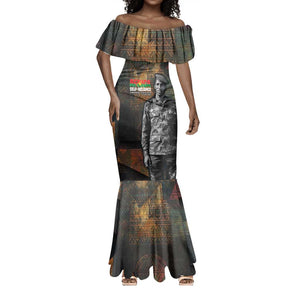 Thomas Sankara Mermaid Dress Burkina Faso Africa Self-Reliance Message and Military Portrait - African Pride