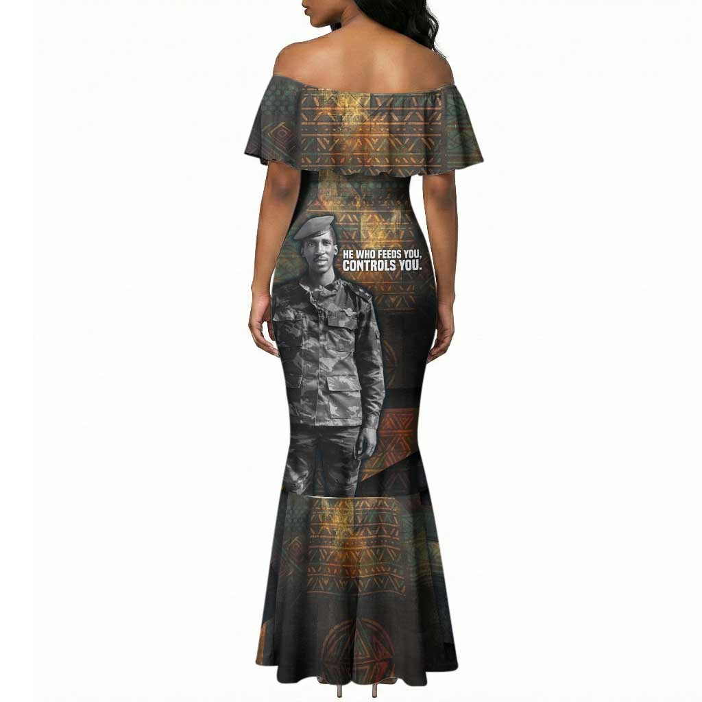Thomas Sankara Mermaid Dress Burkina Faso Africa Self-Reliance Message and Military Portrait - African Pride