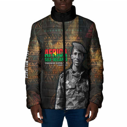 Thomas Sankara Padded Jacket Burkina Faso Africa Self-Reliance Message and Military Portrait - African Pride