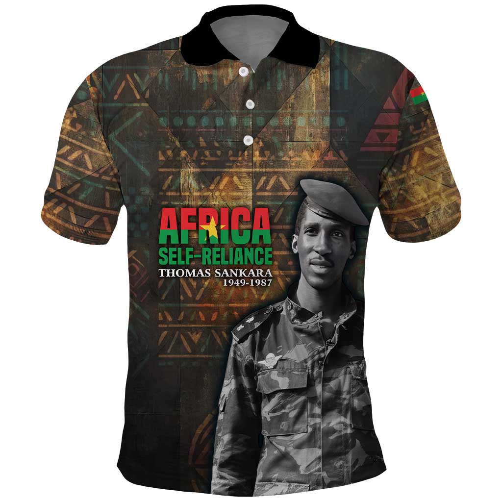 Thomas Sankara Polo Shirt Burkina Faso Africa Self-Reliance Message and Military Portrait - African Pride
