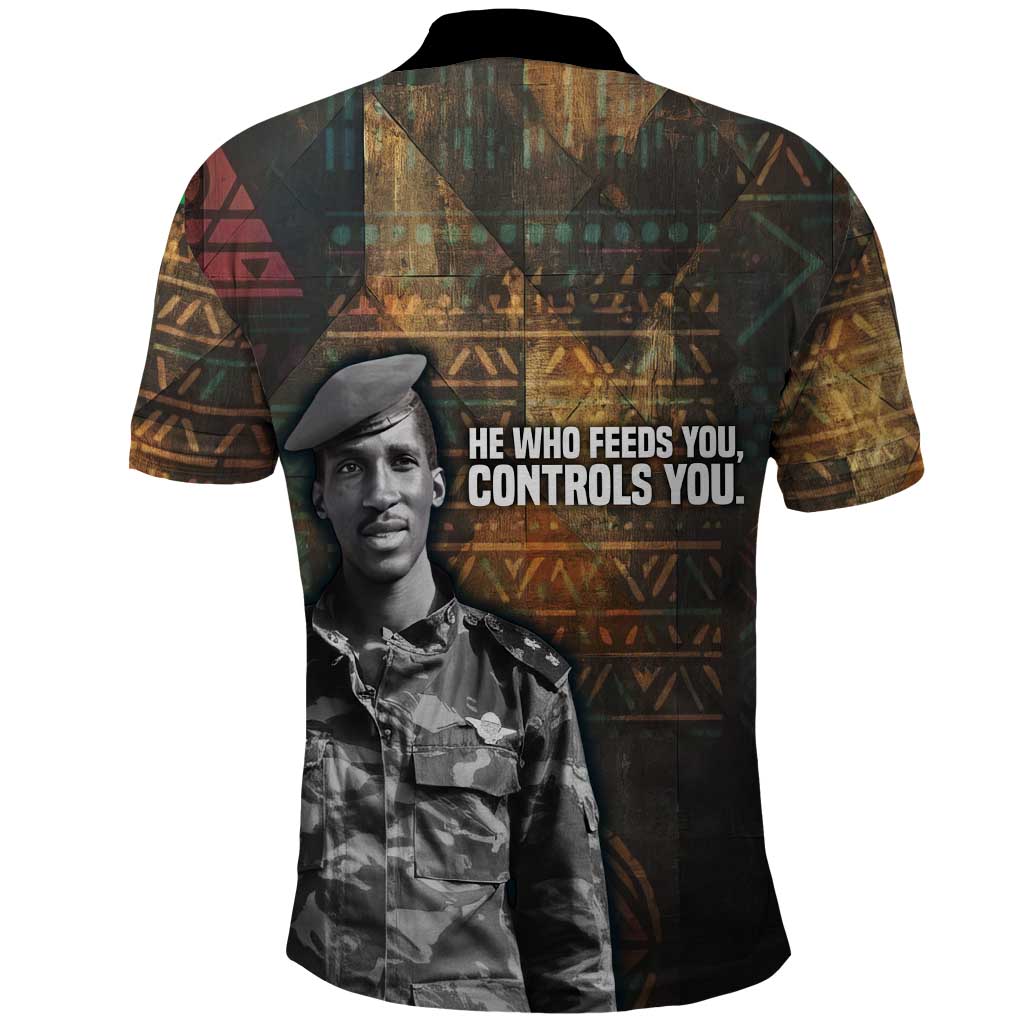 Thomas Sankara Polo Shirt Burkina Faso Africa Self-Reliance Message and Military Portrait - African Pride