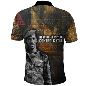 Thomas Sankara Polo Shirt Burkina Faso Africa Self-Reliance Message and Military Portrait - African Pride