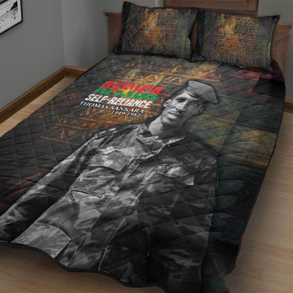 Thomas Sankara Quilt Bed Set Burkina Faso Africa Self-Reliance Message and Military Portrait - African Pride