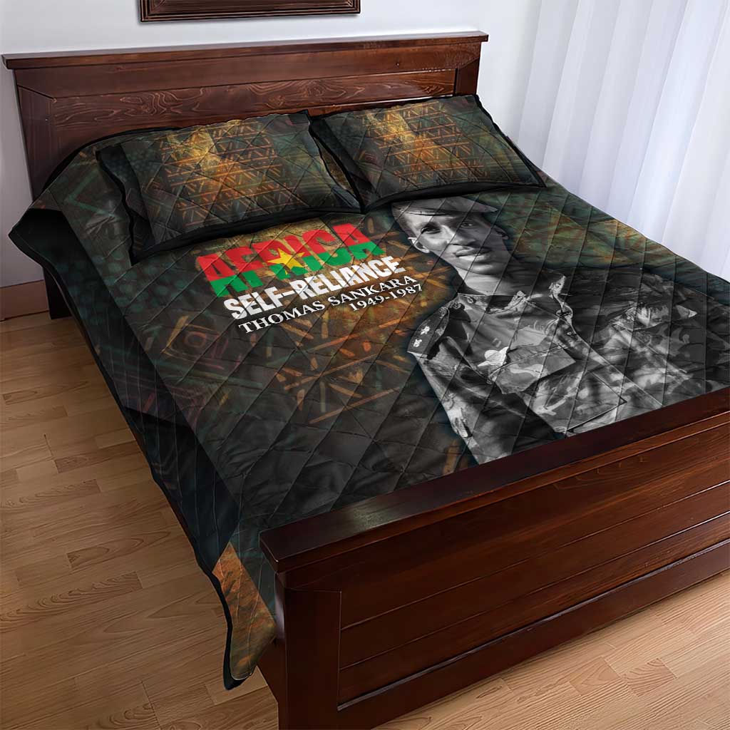 Thomas Sankara Quilt Bed Set Burkina Faso Africa Self-Reliance Message and Military Portrait - African Pride