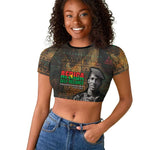 Thomas Sankara Raglan Cropped T shirt Burkina Faso Africa Self-Reliance Message and Military Portrait - African Pride