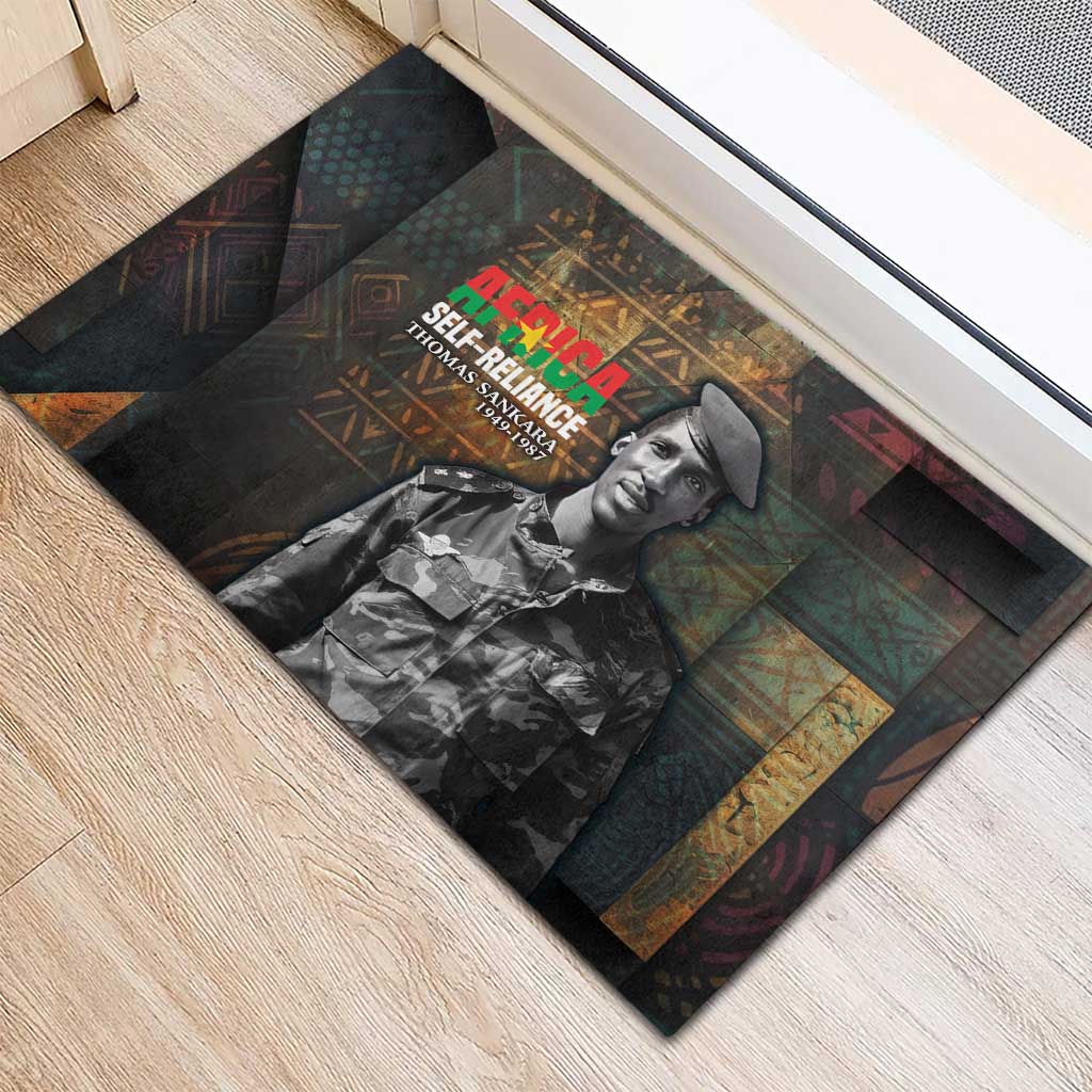 Thomas Sankara Rubber Doormat Burkina Faso Africa Self-Reliance Message and Military Portrait - African Pride