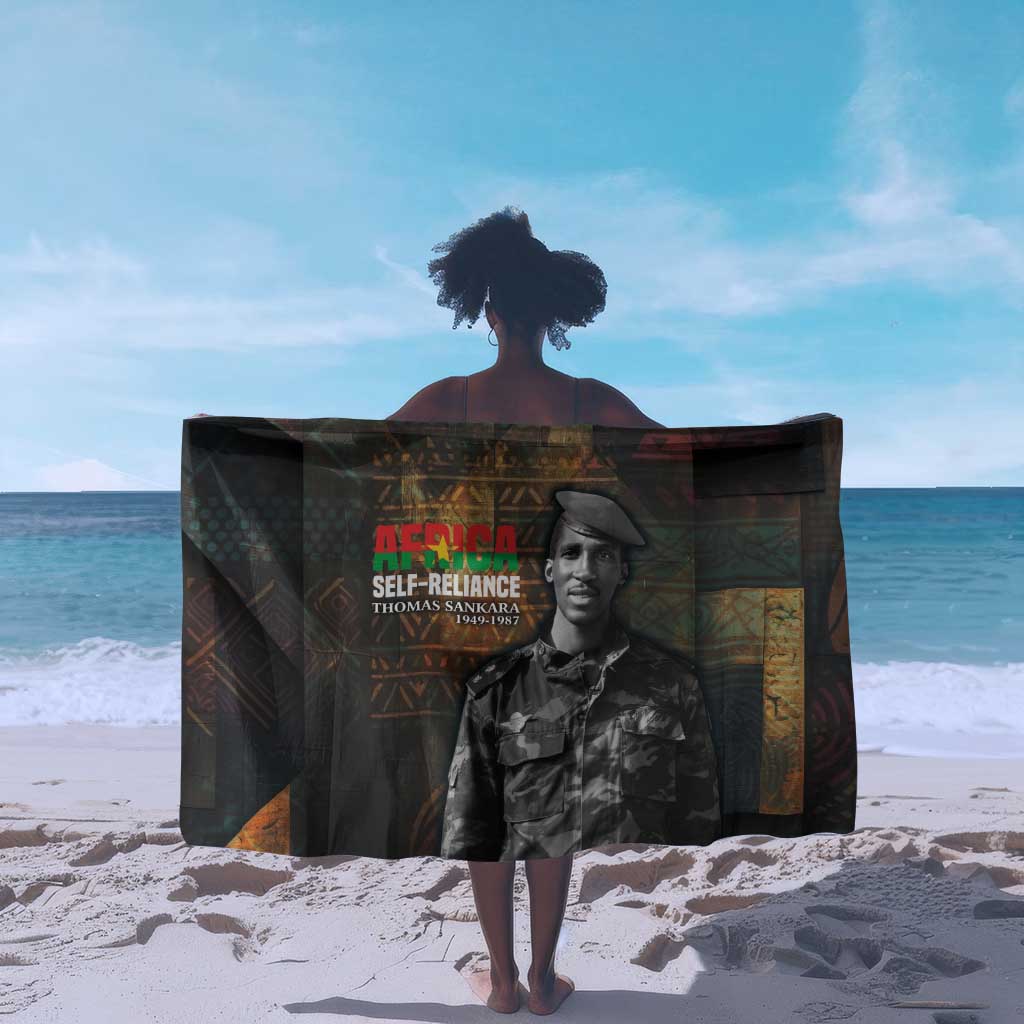 Thomas Sankara Sarong Burkina Faso Africa Self-Reliance Message and Military Portrait - African Pride