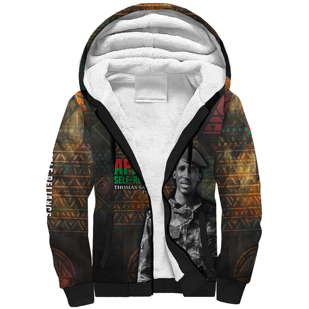 Thomas Sankara Sherpa Hoodie Burkina Faso Africa Self-Reliance Message and Military Portrait - African Pride