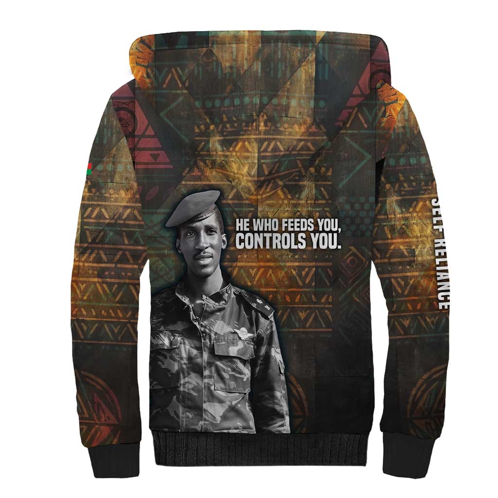 Thomas Sankara Sherpa Hoodie Burkina Faso Africa Self-Reliance Message and Military Portrait - African Pride