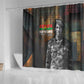 Thomas Sankara Shower Curtain Burkina Faso Africa Self-Reliance Message and Military Portrait - African Pride