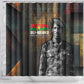 Thomas Sankara Shower Curtain Burkina Faso Africa Self-Reliance Message and Military Portrait - African Pride