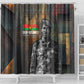 Thomas Sankara Shower Curtain Burkina Faso Africa Self-Reliance Message and Military Portrait - African Pride