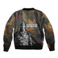 Thomas Sankara Sleeve Zip Bomber Jacket Burkina Faso Africa Self-Reliance Message and Military Portrait - African Pride