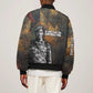 Thomas Sankara Sleeve Zip Bomber Jacket Burkina Faso Africa Self-Reliance Message and Military Portrait - African Pride
