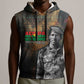 Thomas Sankara Sleeveless Hoodie Burkina Faso Africa Self-Reliance Message and Military Portrait - African Pride