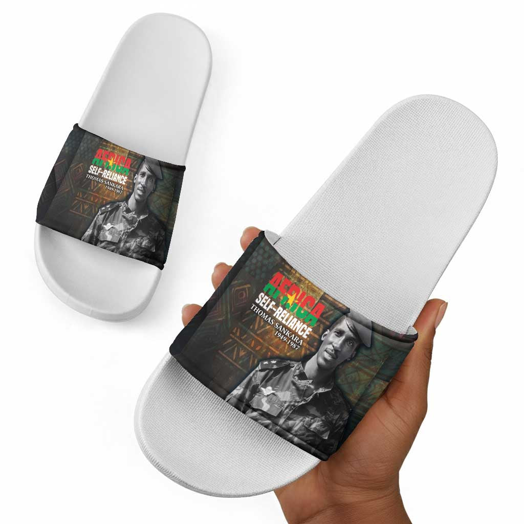Thomas Sankara Slide Sandals Burkina Faso Africa Self-Reliance Message and Military Portrait - African Pride