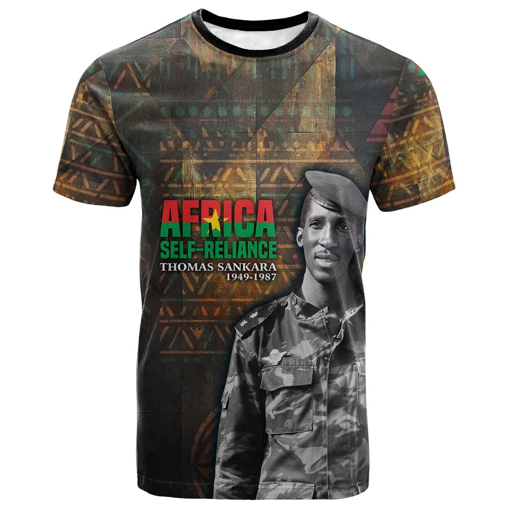 Thomas Sankara T shirt Burkina Faso Africa Self-Reliance Message and Military Portrait - African Pride