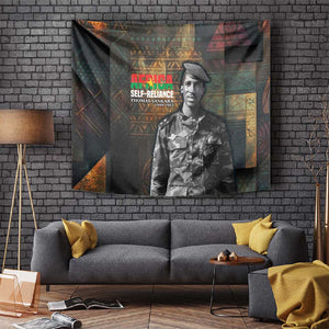 Thomas Sankara Tapestry Burkina Faso Africa Self-Reliance Message and Military Portrait - African Pride