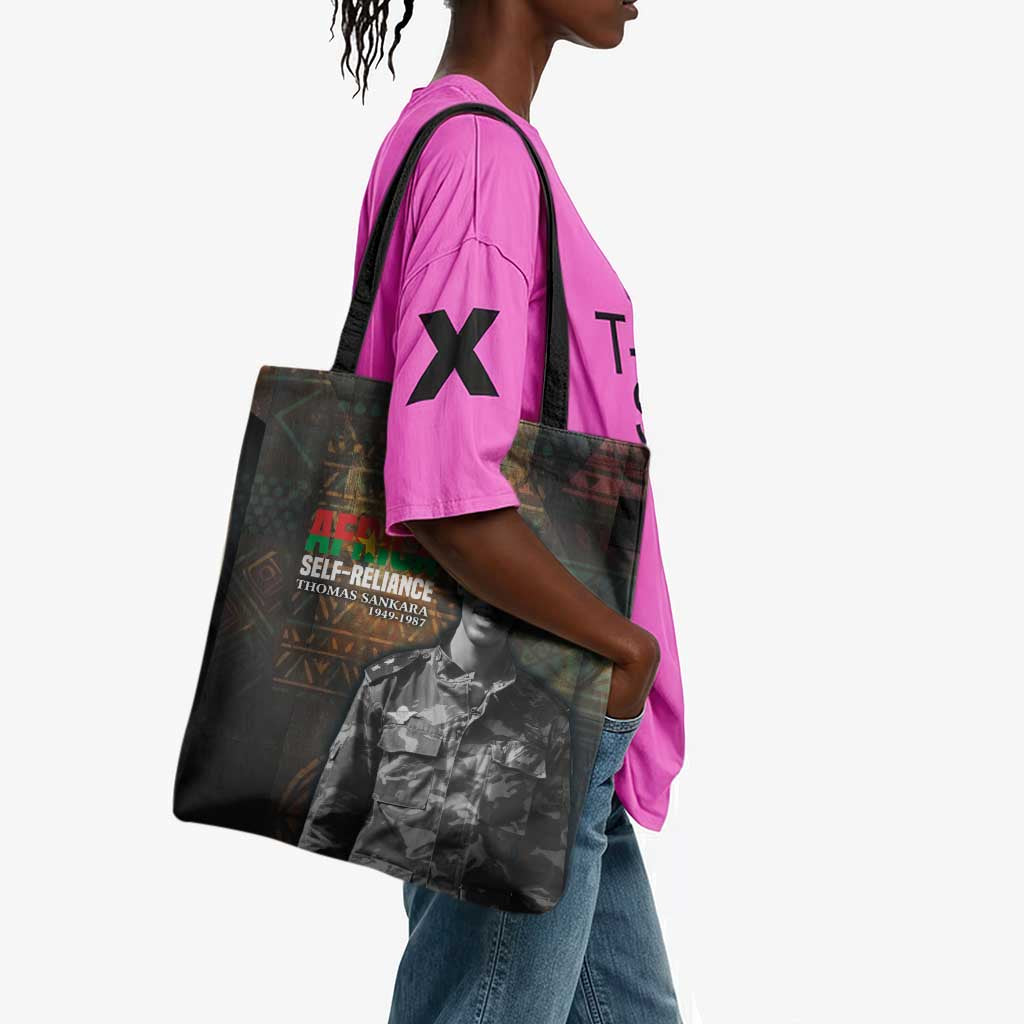 Thomas Sankara Tote Bag Burkina Faso Africa Self-Reliance Message and Military Portrait - African Pride
