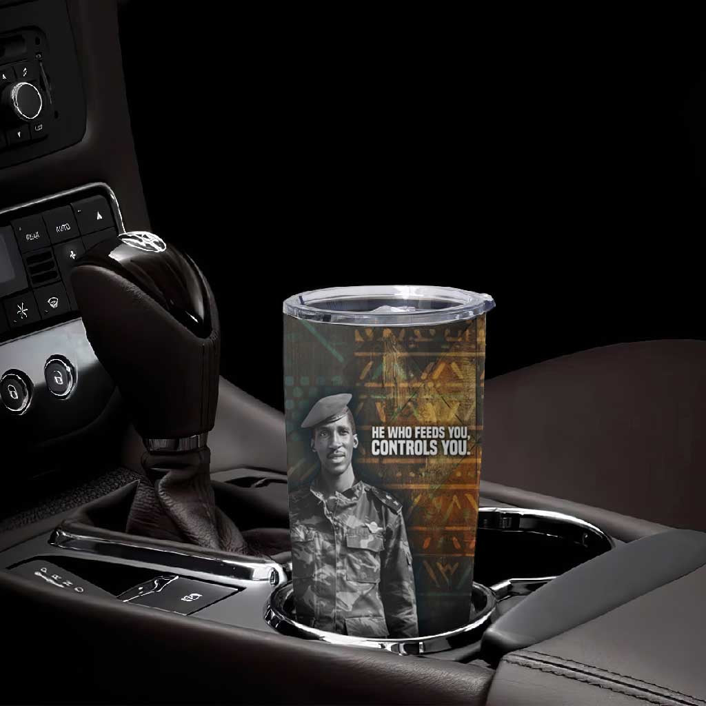 Thomas Sankara Tumbler Cup Burkina Faso Africa Self-Reliance Message and Military Portrait - African Pride